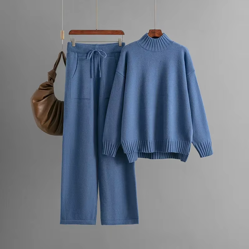 Ava™ - Elegant langærmet pullover og lige bukser til et stilfuldt look