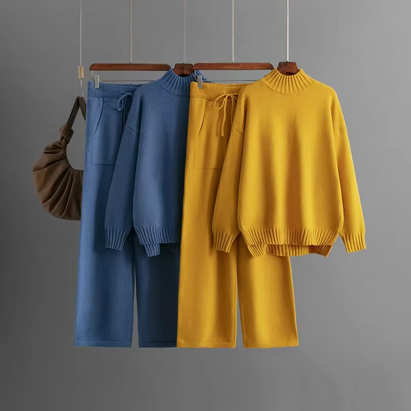 Ava™ - Eleganter langärmeliger Pullover und gerade geschnittene Hose für einen stilvollen Look