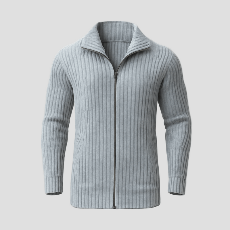 Julian gestreifter Strickcardigan mit Stehkragen – Mühelos chic, unverzichtbarer Alltagsbegleiter