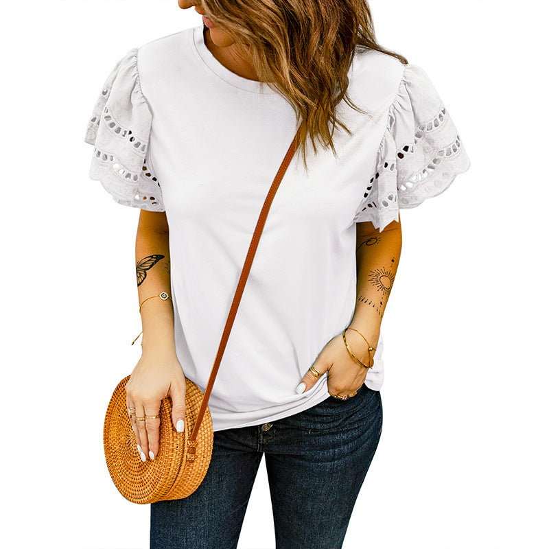 Noelle – Broderie Blouse mit Volantärmeln 0