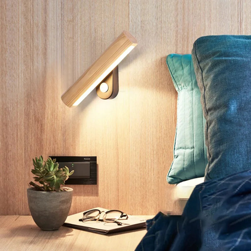 LED-Wandaufkleber aus Holz WoodGlow – Natürliche Eleganz für das Schlafzimmer