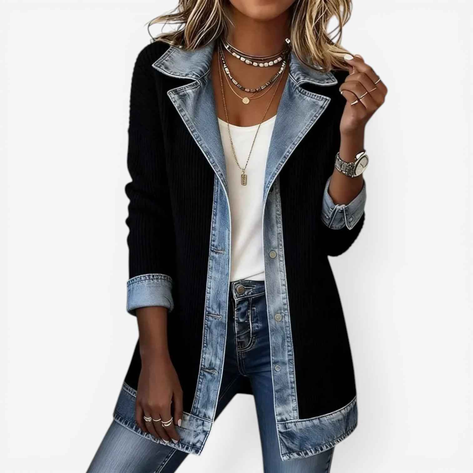 Emilia | Blazer aus Denim-Mix