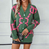 Damen Kuschelige Patchwork-Strickjacke für den Alltag