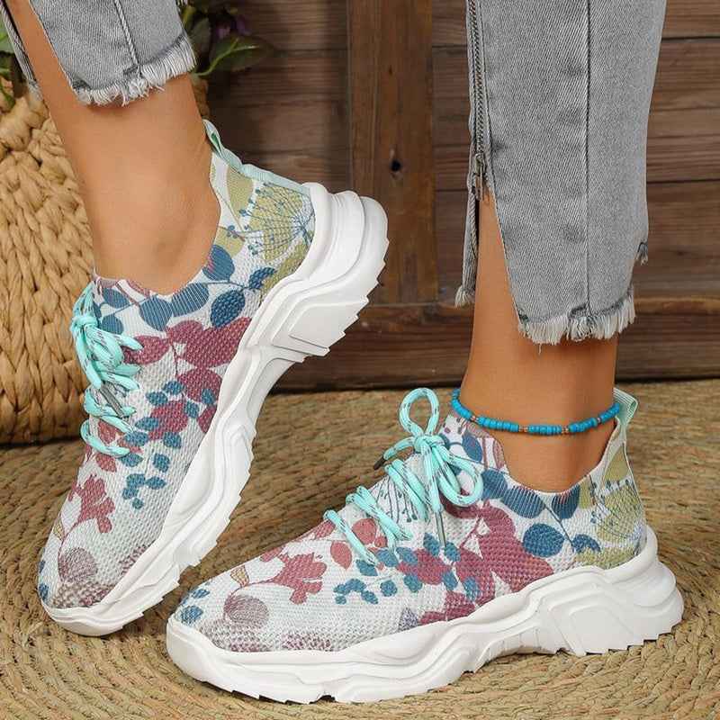 Modische, lässige Mesh-Sneaker mit ergonomischer Sohle und floralen Akzenten