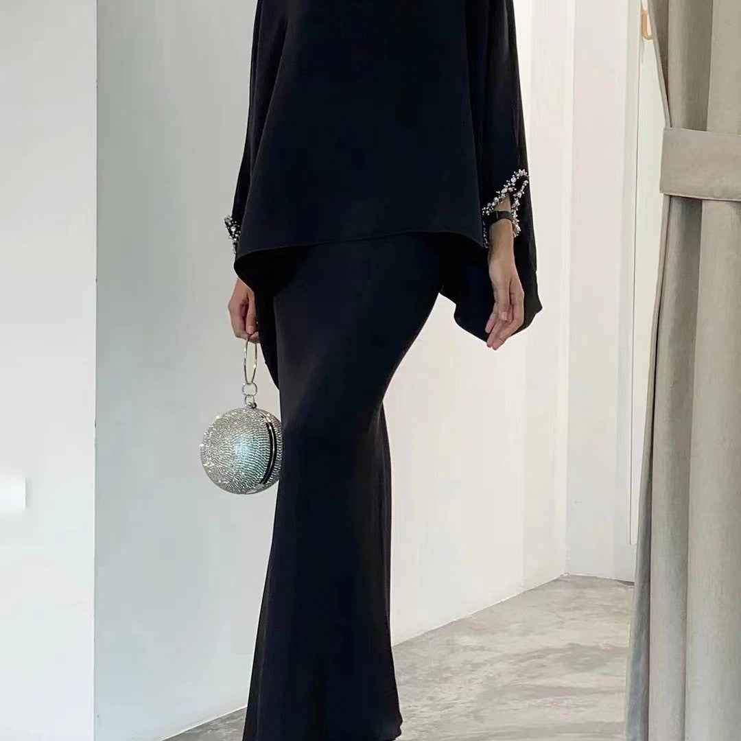 Elegantes Zweiteiliger Perlen-Bodenlanges Abendkleid für atemberaubende Anlässe