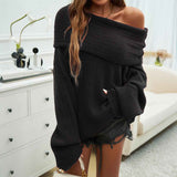 Kuscheliger schulterfreier Langarm-Pullover Damen