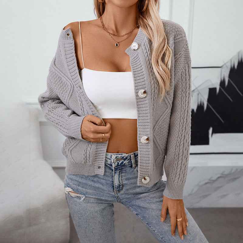 Women Casual Ribbed Button Down Cardigan