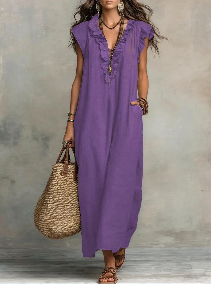Boho-Kleid Damen, fließend, elegant & luftig mit Taschen