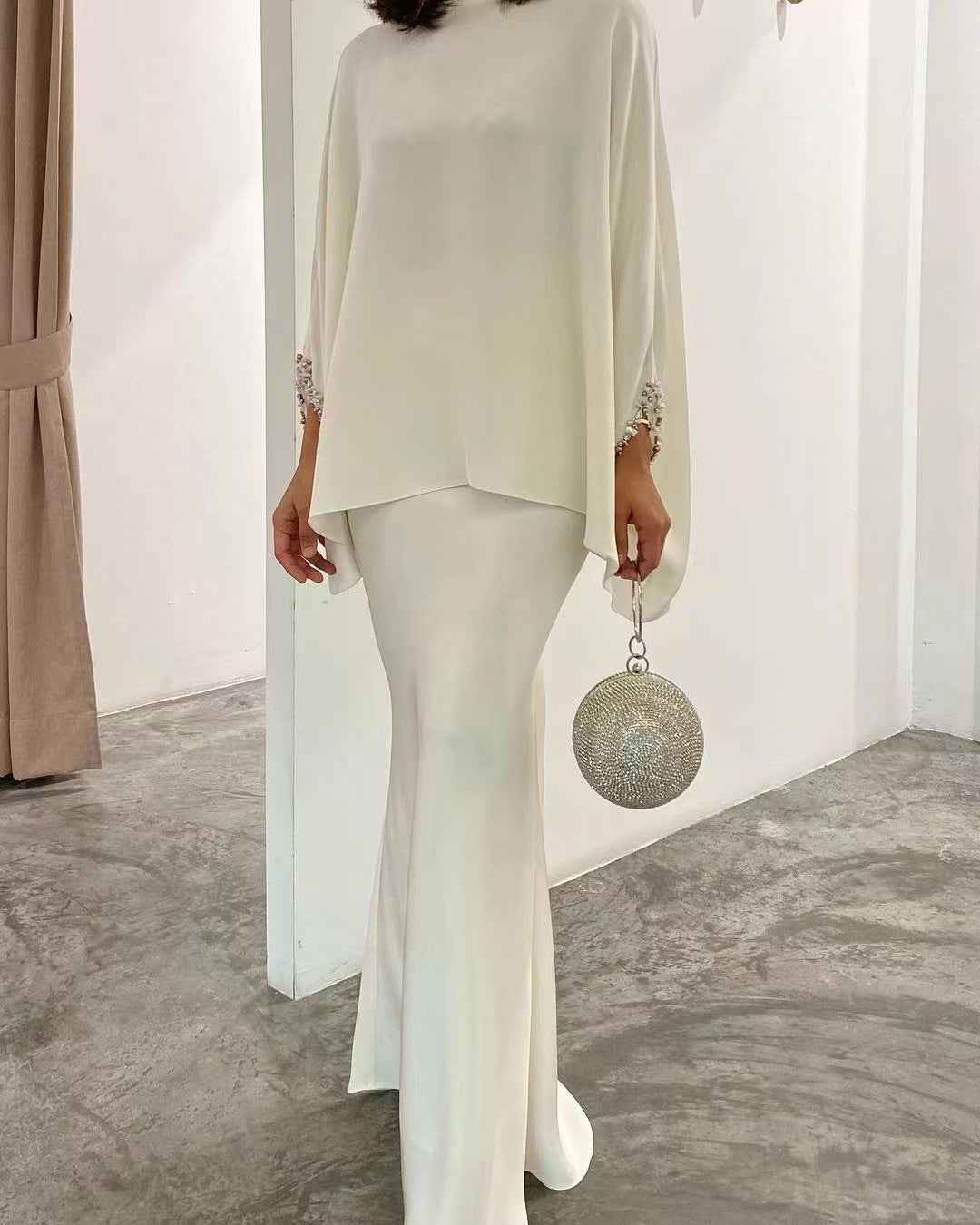 Elegantes Zweiteiliger Perlen-Bodenlanges Abendkleid für atemberaubende Anlässe