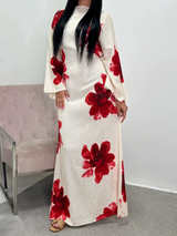 Elegantes gemustertes Kleid mit tailliertem Schnitt und Maxilänge
