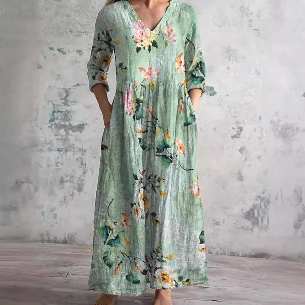 Auréna Elegantes Blumenhaftes Kleid in Salviaskugel - Perfekt für den Sommerstil