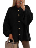 Kuschelige Chunky Button-Down Langarm-Jacke