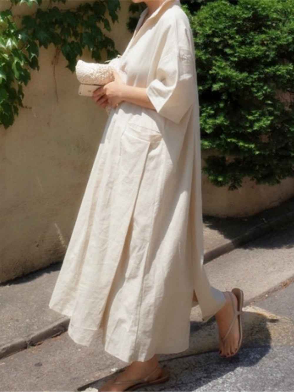 Elegantes Baumwoll- und Leinen- oversize Kleid mit lockerer Passform für einen bequemen und schicken Look