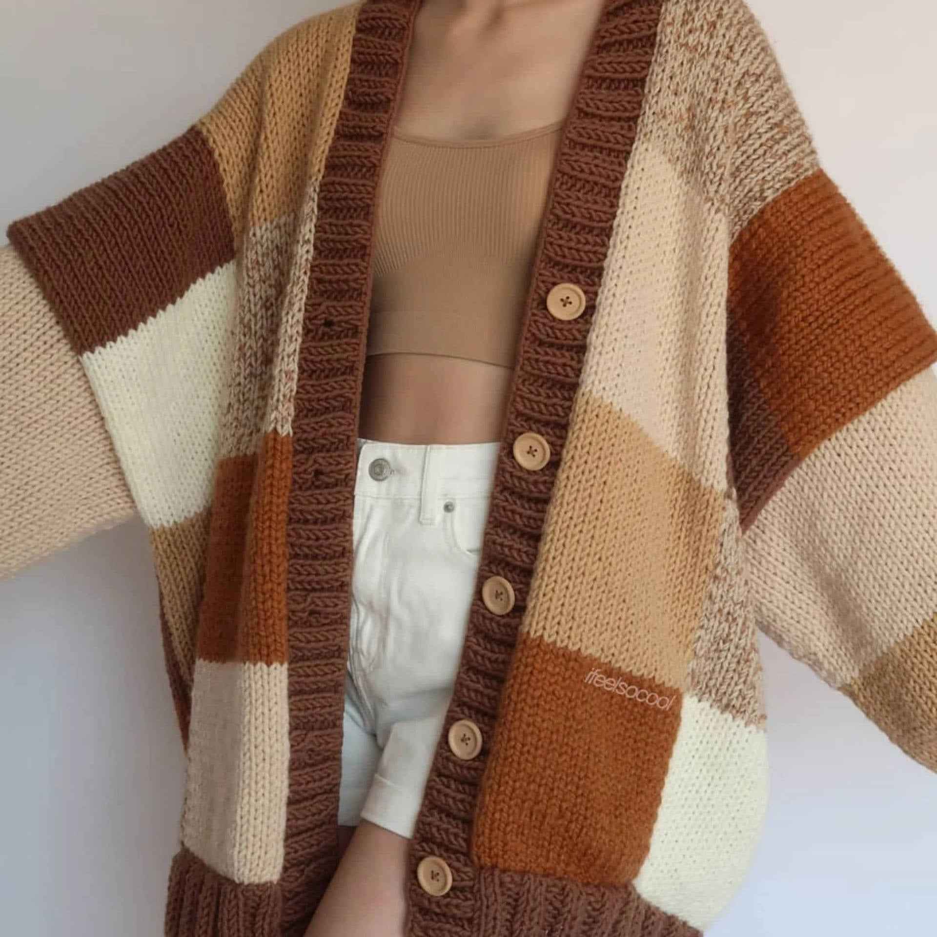 Damen Patchwork-Cardigan aus leichtem, kuscheligem Stoff