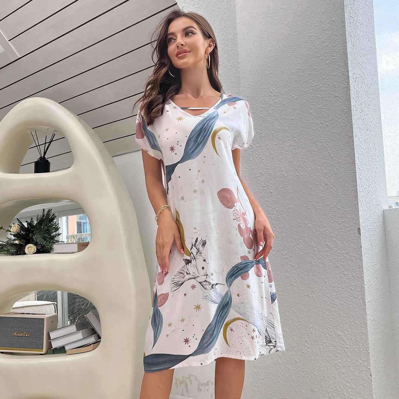 Bequemes und elegantes Wetsschutz: Sommer-Crépe-Baumwoll-Pyjama-Set