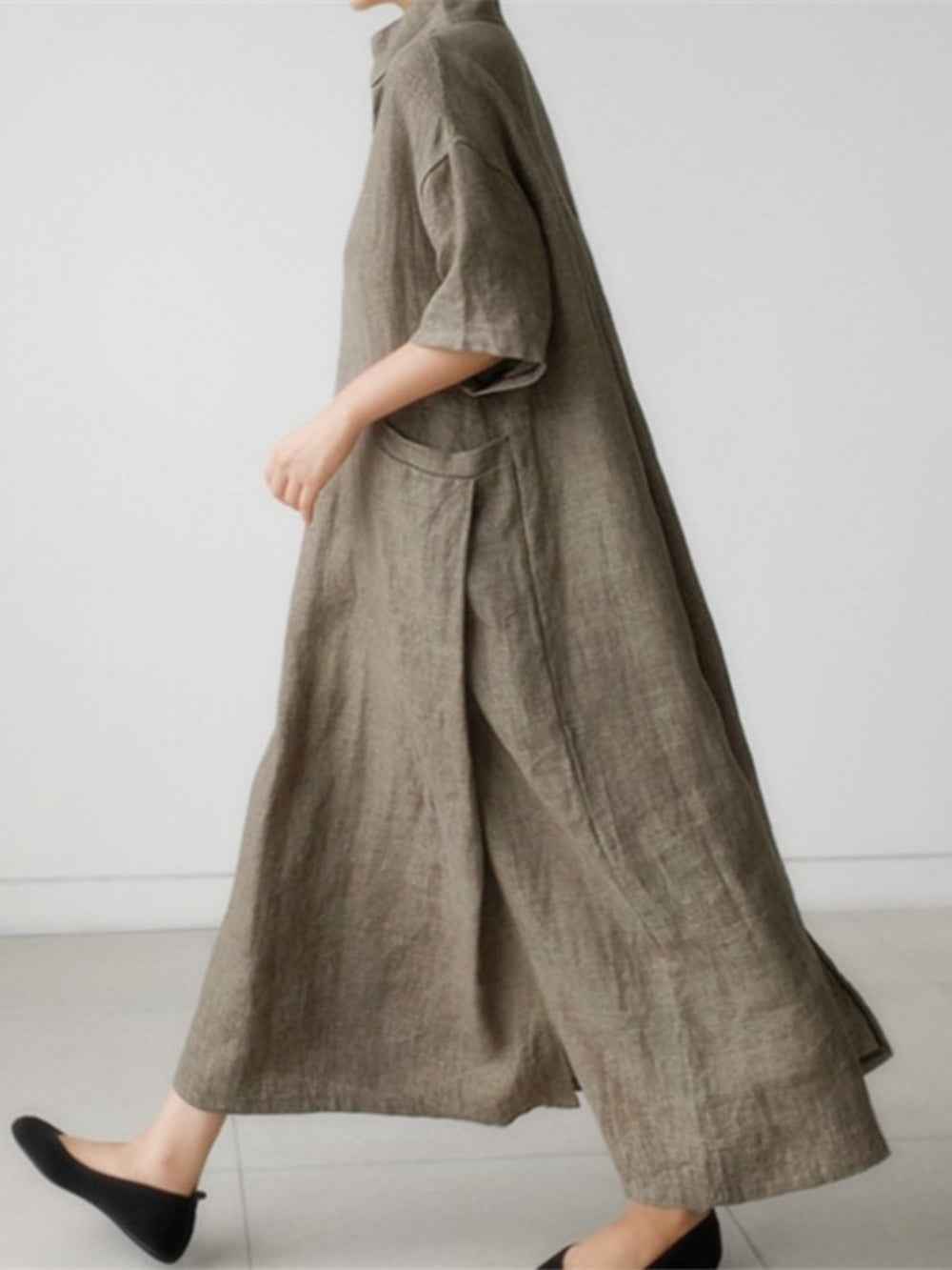 Elegantes Baumwoll- und Leinen- oversize Kleid mit lockerer Passform für einen bequemen und schicken Look
