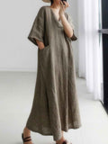 Elegantes Baumwoll- und Leinen- oversize Kleid mit lockerer Passform für einen bequemen und schicken Look