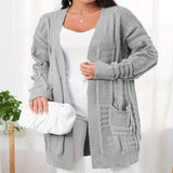 Offener Cardigan mit zwei Taschen und langen Ärmeln