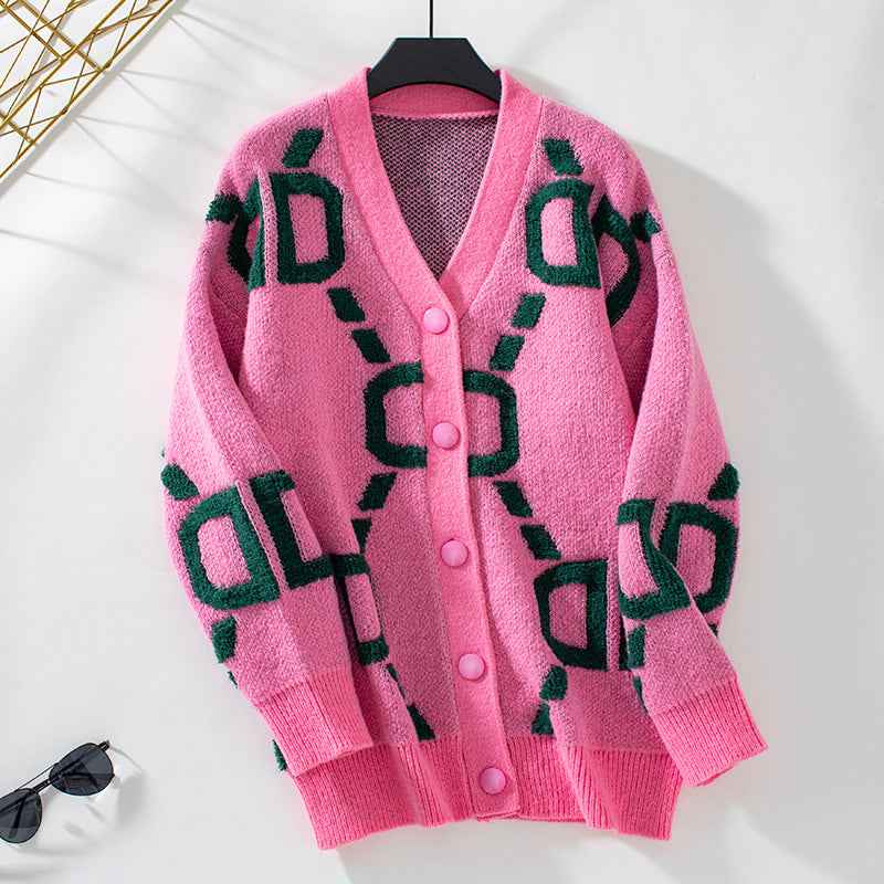 Damen Kuschelige Patchwork-Strickjacke für den Alltag