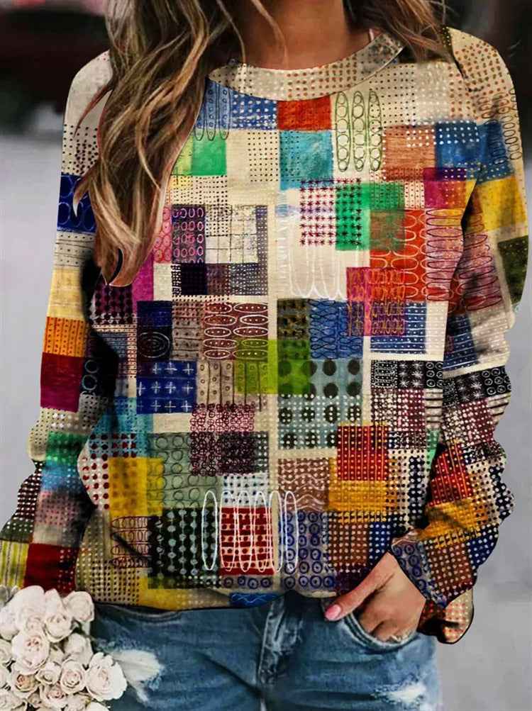 Bunter Patchwork-Pullover für Damen – Stilvoll und bequem
