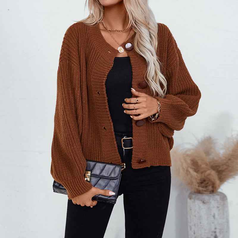 Damen-Kuscheliger Strickcardigan mit Knöpfen