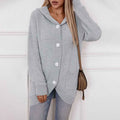 Gemütlicher und stilvoller Damen-Kapuzen-Strickcardigan – lockere, mittellange Passform