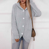 Gemütlicher und stilvoller Damen-Kapuzen-Strickcardigan - lockere, mittellange Passform