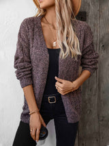 Gemütlicher Zopfmuster-Strickcardigan mit offenem Vorderteil und langen Ärmeln