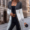Weicher Kabelstrick-Farbblock Langline-Cardigan mit V-Ausschnitt Damen