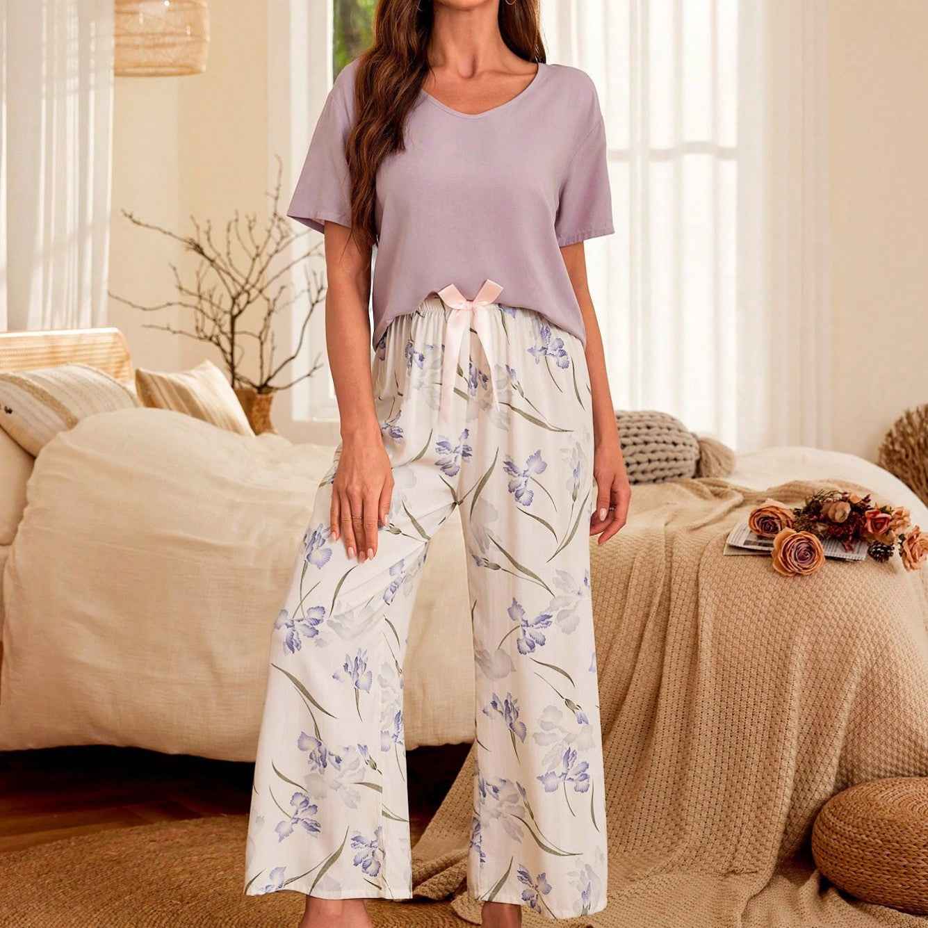 Bequemes und elegantes Wetsschutz: Sommer-Crépe-Baumwoll-Pyjama-Set