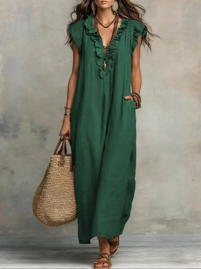 Boho-Kleid Damen, fließend, elegant & luftig mit Taschen