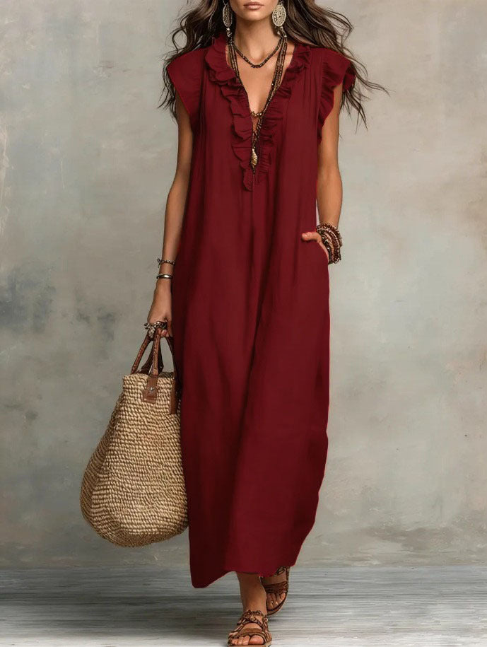 Boho-Kleid Damen, fließend, elegant & luftig mit Taschen