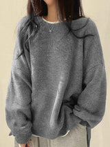 Strickpullover mit Drop-Shoulder, Rundhals und Schlitzsaum - Chic und gemütlich