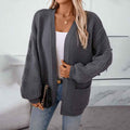 Cardigan a maniche lunghe monocolore a taglio ampio da donna