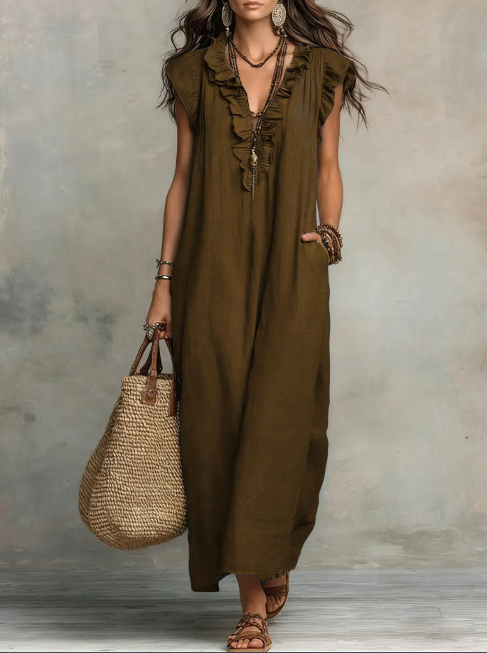 Boho-Kleid Damen, fließend, elegant & luftig mit Taschen