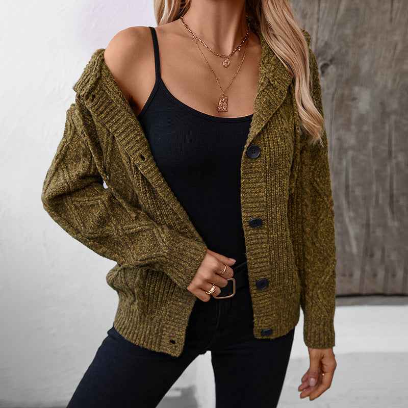 Kuscheliger Damen-Kapuzen-Strickcardigan mit verstellbarem Kordelzug