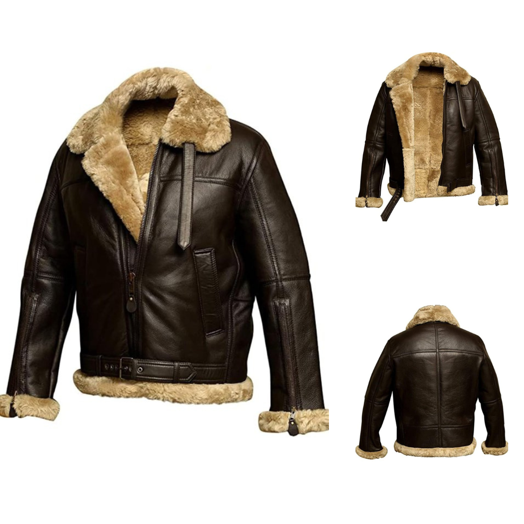 Zeitlose Shearling-Lederjacke