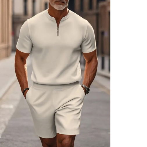 Stilvolles zweiteiliges Set mit Kurzarm-Reißverschluss für einen trendigen Look