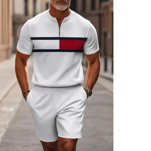 Stilvolles Zweiteiliger Set mit Kurzärmliger Reißverschlusstasche für einen Trendigen Look