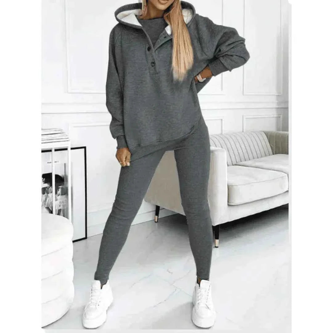 Olivia Damen Stilvolles Gemütliches Drei-Teiliges Winter-Loungewear-Set