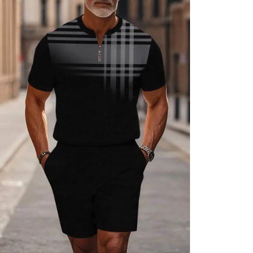 Stilvolles zweifarbiges Set mit kurzem Reißverschluss für einen modernen Look