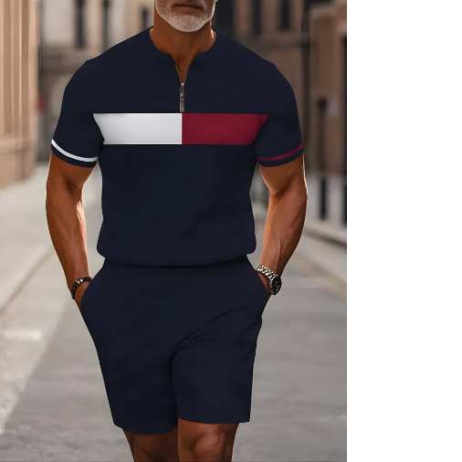 Stilvolles zweiteiliges Set mit Kurzarm-Reißverschluss für einen modernen Look