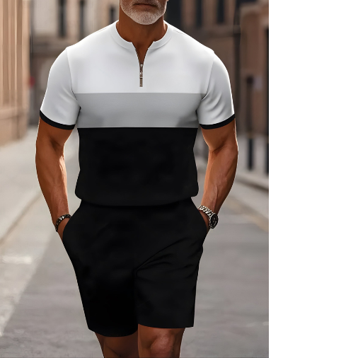 Stilvolles kurzärmeliges Zweiteiliger Set mitReißverschluss für einen trendigen Look
