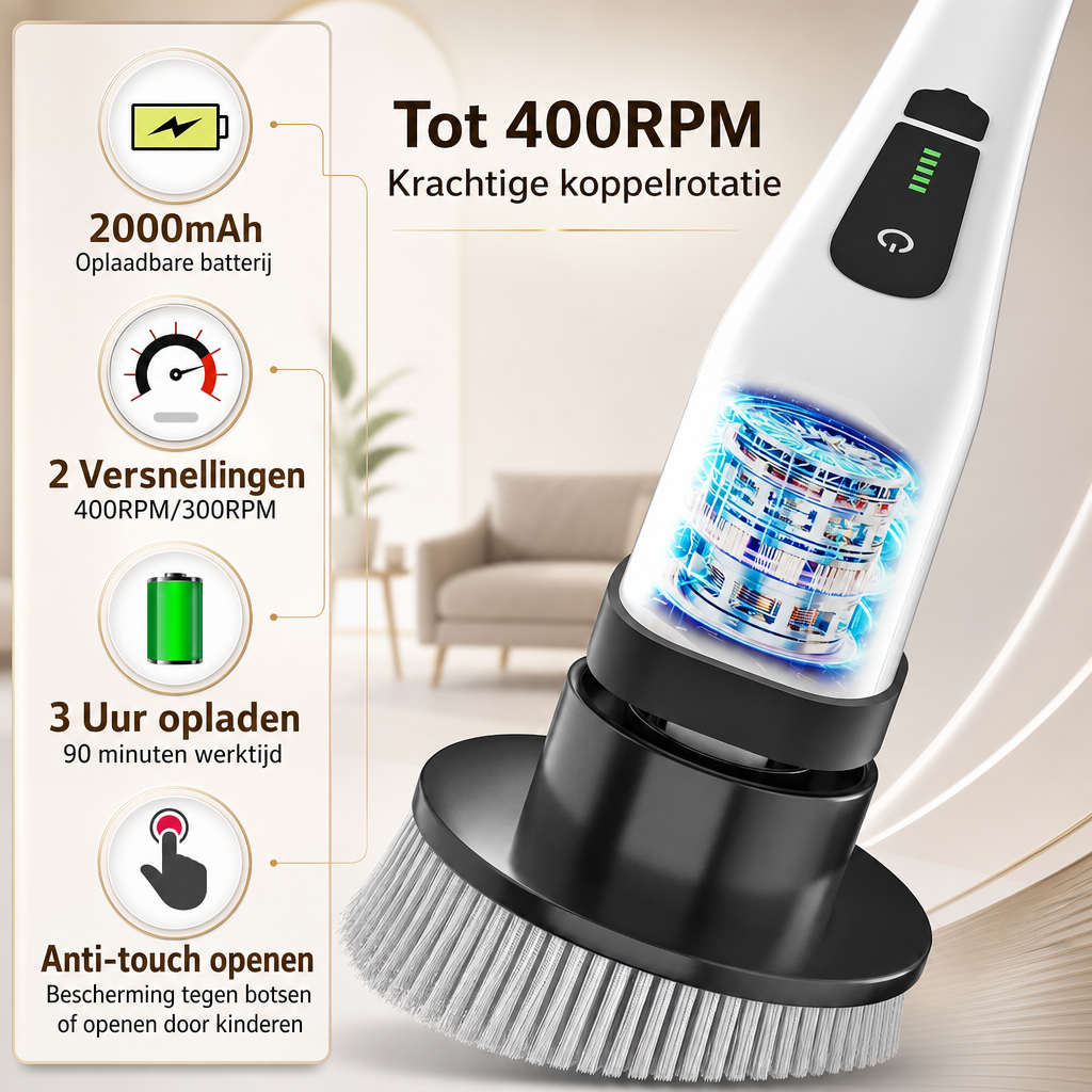 ScrubPro Elektrische Reinigungsbürste - Kabelloser Spinscrubber