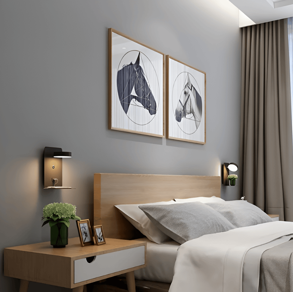 DualDelight LED-Wandlampe mit Ablage & USB-Anschluss