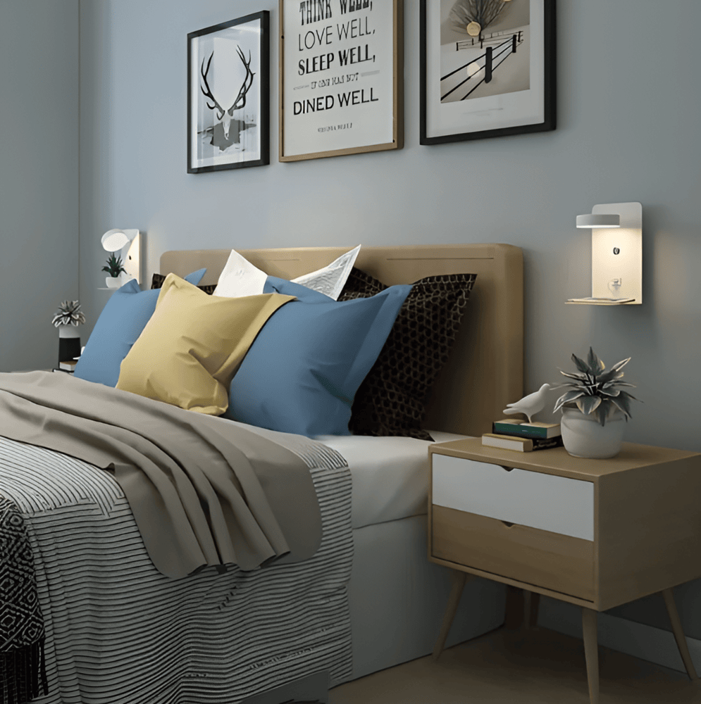 DualDelight LED-Wandlampe mit Ablage & USB-Anschluss