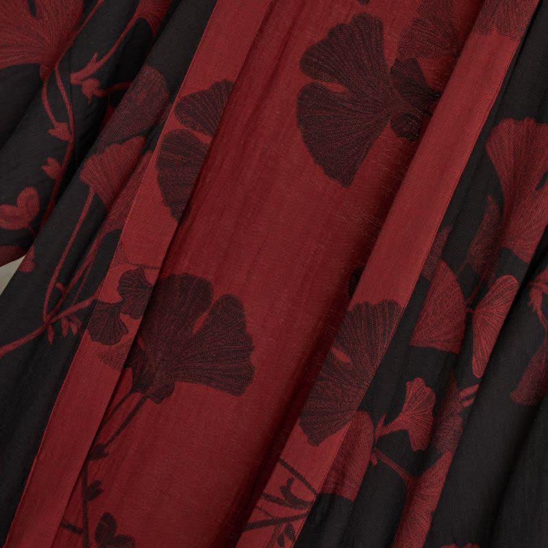Baumwoll-Kimono-Bademantel mit wendbarem Blattmuster