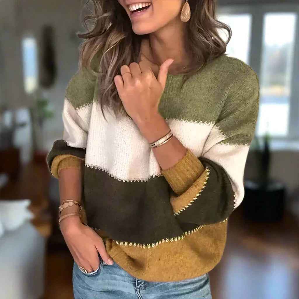 Claire – Moderner Pullover mit leuchtenden Farblöcken