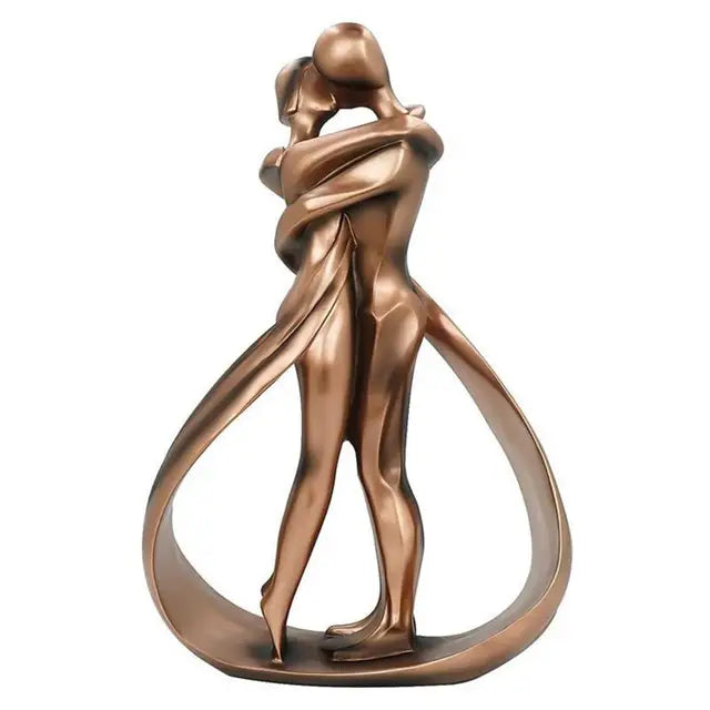 Umarmendes Paar Skulptur - Bronzefarbene Kunstharz-Deko