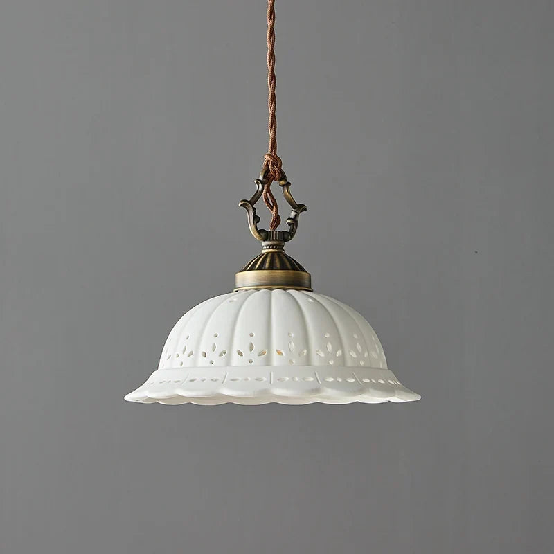 Perforated Ceramic Scalloped Pendant Lamp